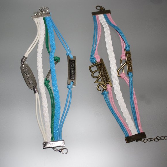 Set of Two Multi-Strand Bracelets Pendant Messages NWT - Picture 4 of 4